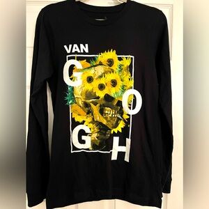 VAN GOGH Skeleton with Cigarette long sleeved Tee Shirt. Sz Small. Women's.